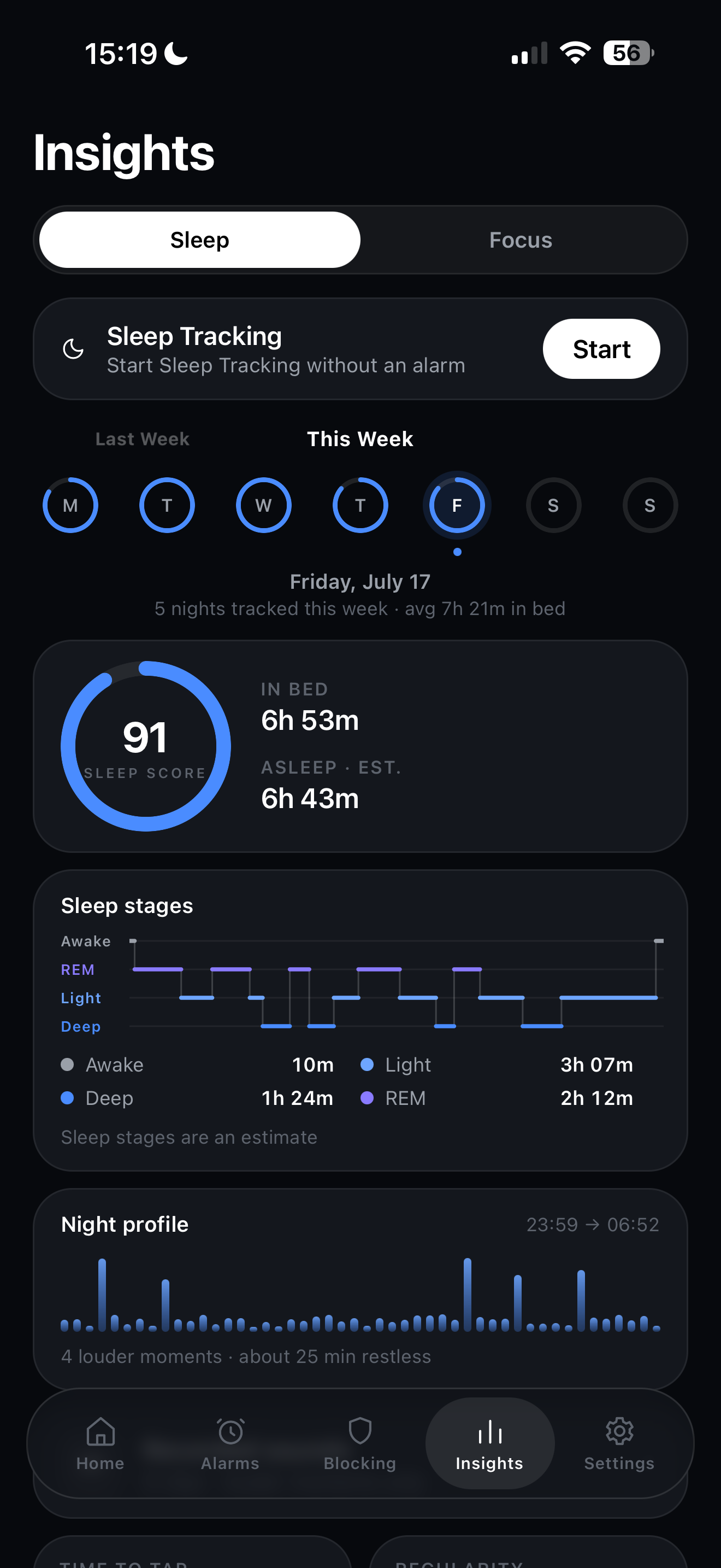 Motion Key sleep insights — score and stages