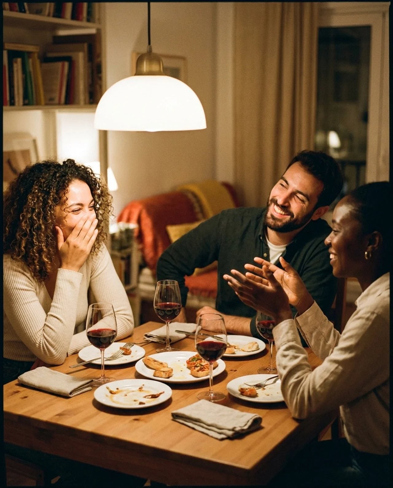 Present at dinner with friends